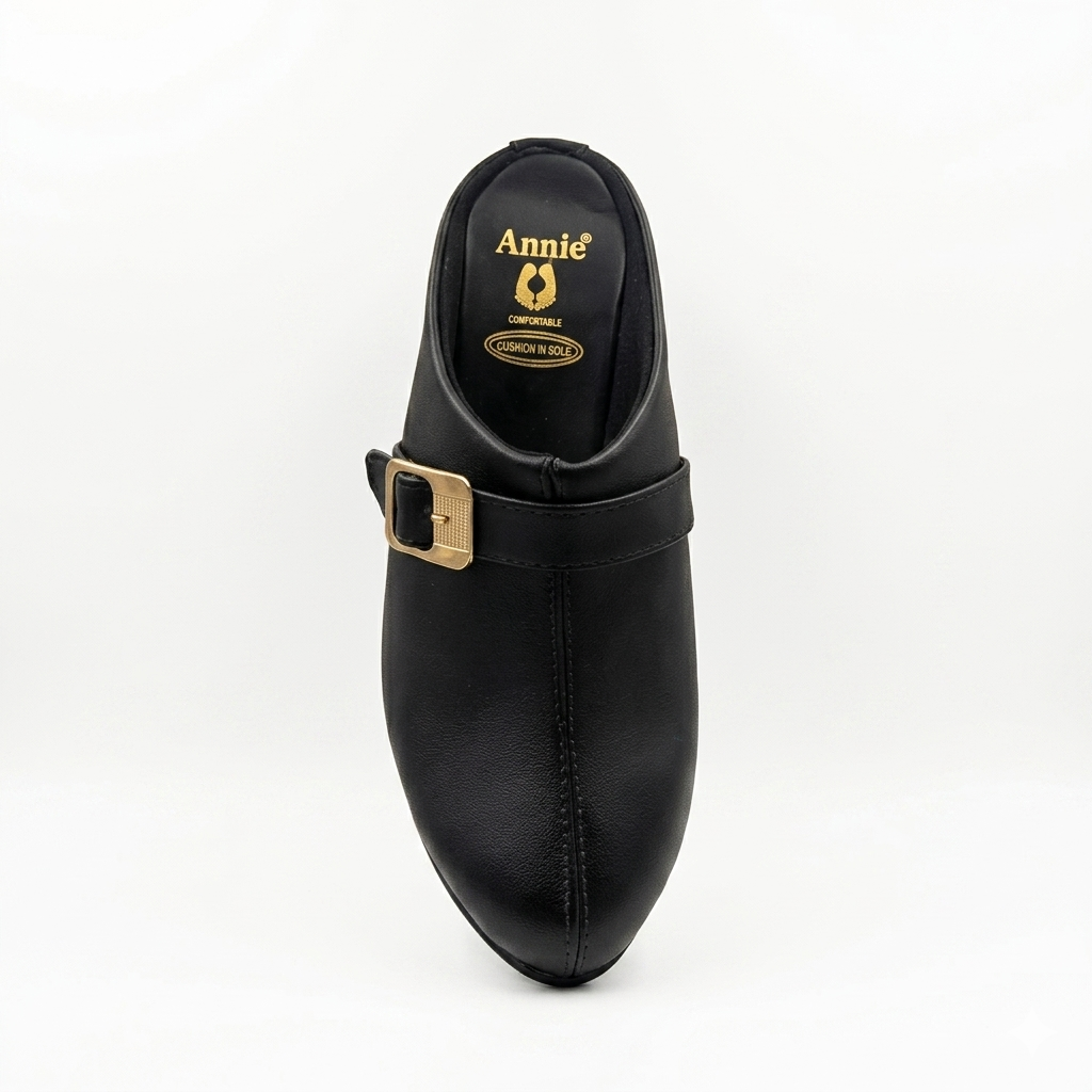 Women’s Comfortable Wedge Heel Slip-On Mule Sandals with Buckle Strap | Synthetic Upper & Cushioned PU Sole