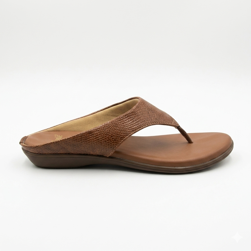 Women's Textured Comfort Thong chapple - Synthetic Leather & Padded Insole