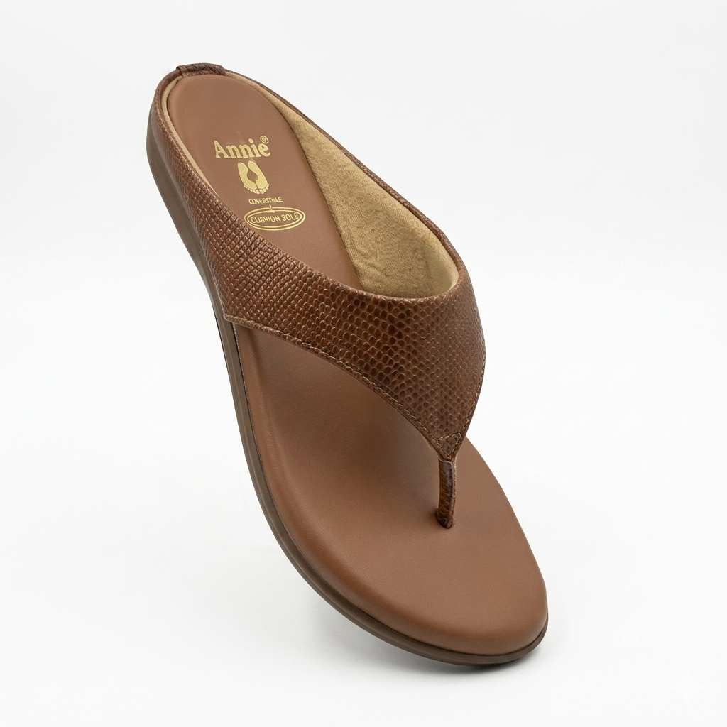 Women's Textured Comfort Thong chapple - Synthetic Leather & Padded Insole