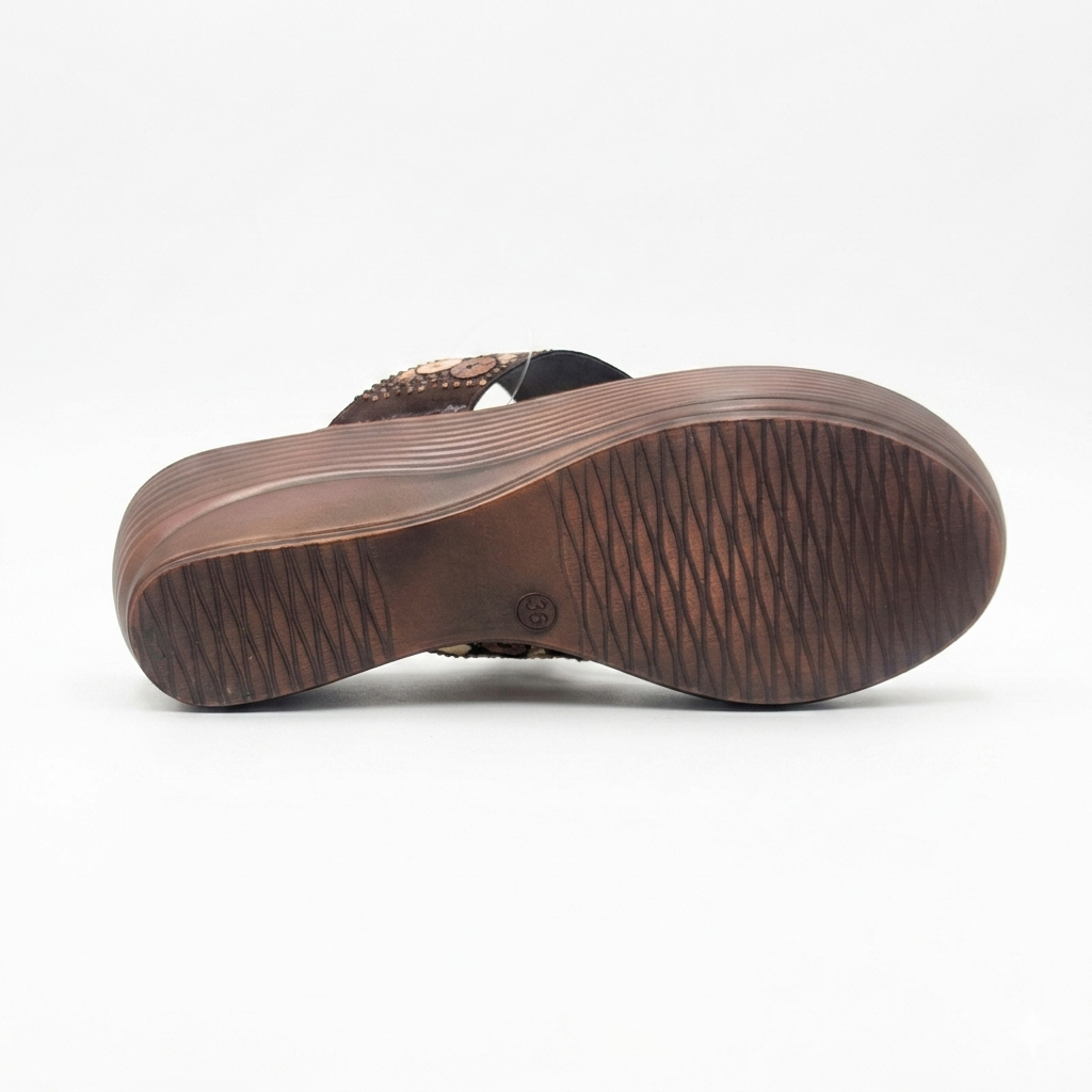 Women's Embellished Wedge Thong chapple – Cushioned Comfort with PU Sole