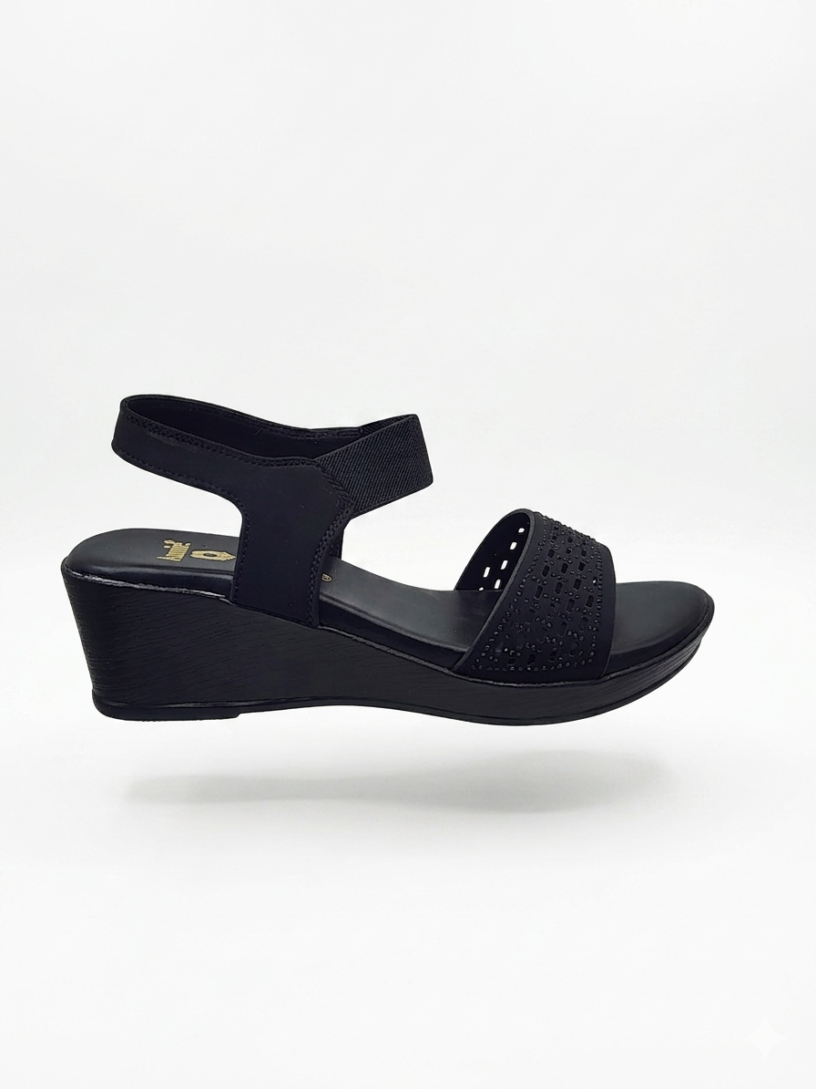 Women's Comfort Backstrap Sandals | Synthetic Lycra Upper with Swarovski Accents | Lightweight PU Sole & Plush Cushion Padding | Stylish Elastic Slip-On Fashion Sandals