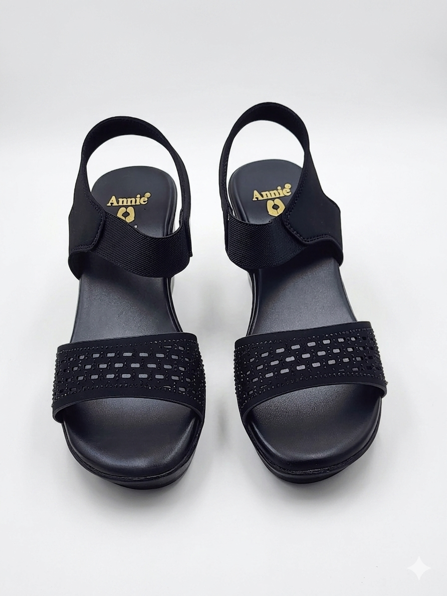 Women's Comfort Backstrap Sandals | Synthetic Lycra Upper with Swarovski Accents | Lightweight PU Sole & Plush Cushion Padding | Stylish Elastic Slip-On Fashion Sandals