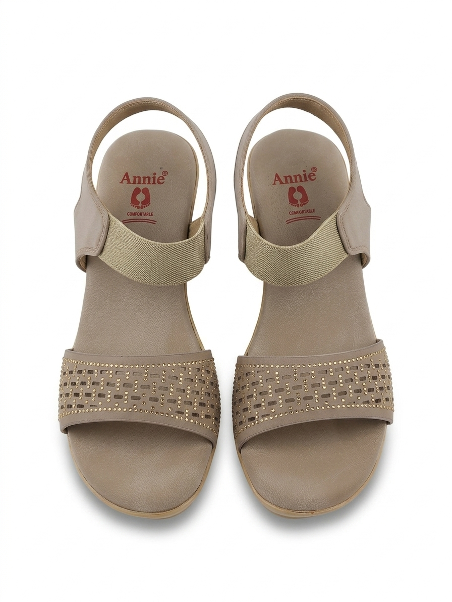 Women's Comfort Backstrap Sandals | Synthetic Lycra Upper with Swarovski Accents | Lightweight PU Sole & Plush Cushion Padding | Stylish Elastic Slip-On Fashion Sandals