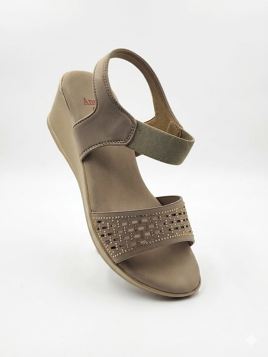 Women's Comfort Backstrap Sandals | Synthetic Lycra Upper with Swarovski Accents | Lightweight PU Sole & Plush Cushion Padding | Stylish Elastic Slip-On Fashion Sandals