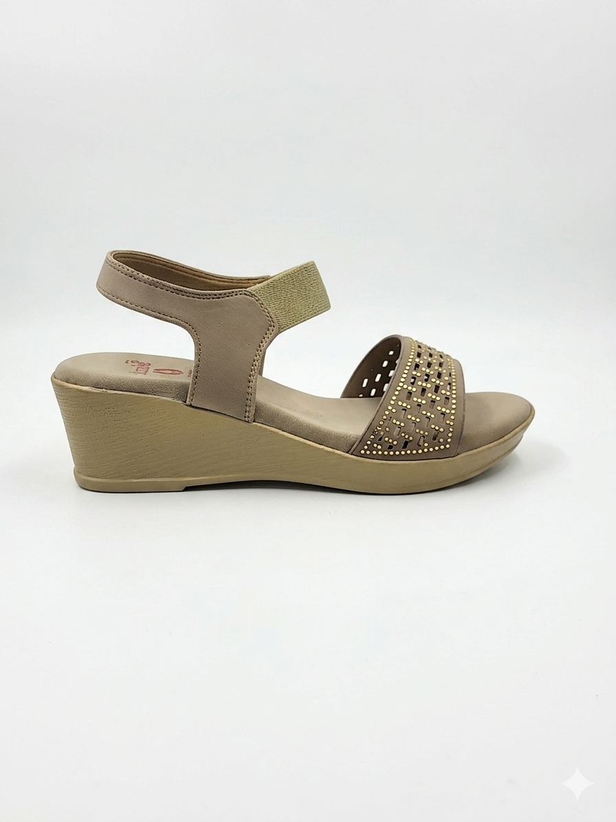 Women's Comfort Backstrap Sandals | Synthetic Lycra Upper with Swarovski Accents | Lightweight PU Sole & Plush Cushion Padding | Stylish Elastic Slip-On Fashion Sandals