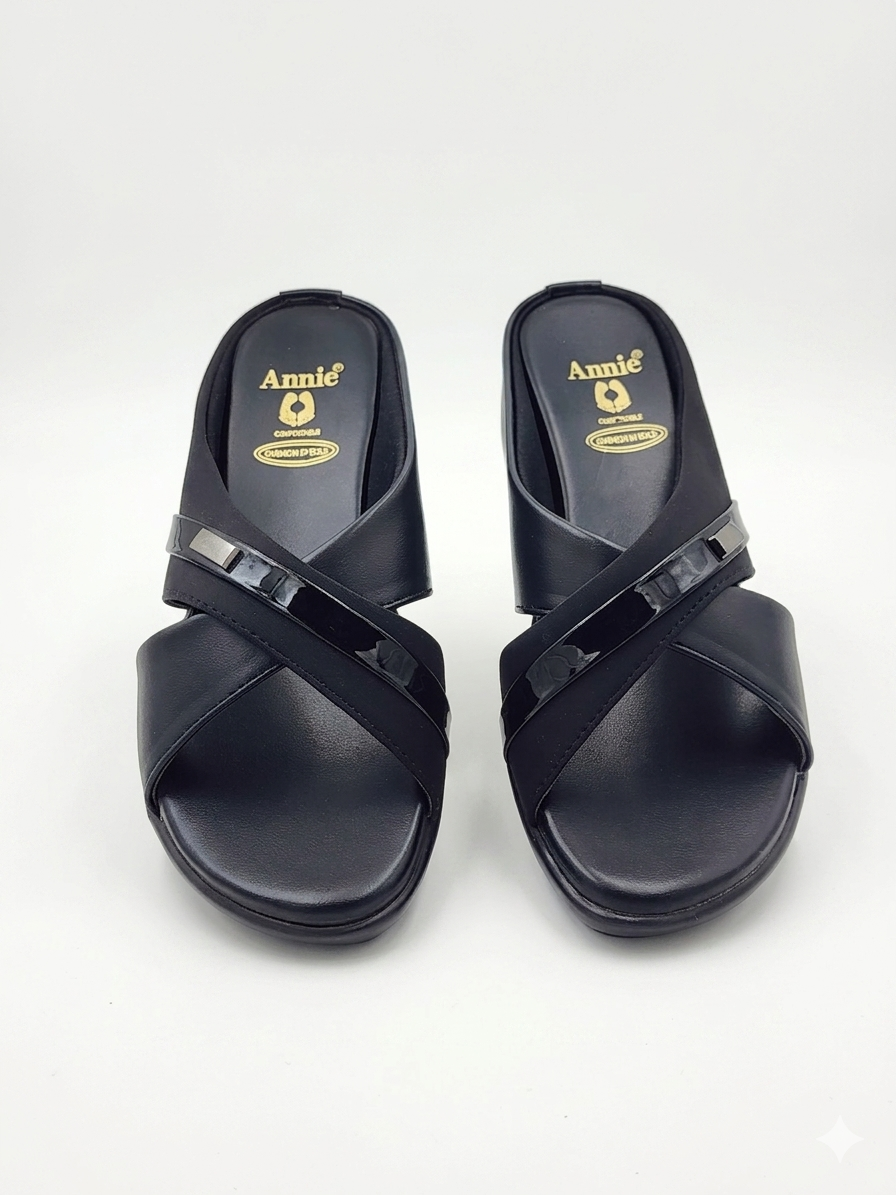 Women's Cross-Strap Wedge Slides | Cushioned PU Sole & Synthetic Upper | Stylish Slip-On Comfort Sandals