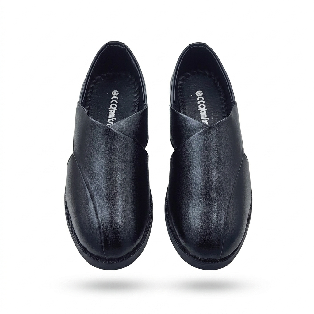 Men’s Synthetic Leather Slip-On Casual Shoes with Cushion Padding & PU Sole – Comfortable Everyday Footwear