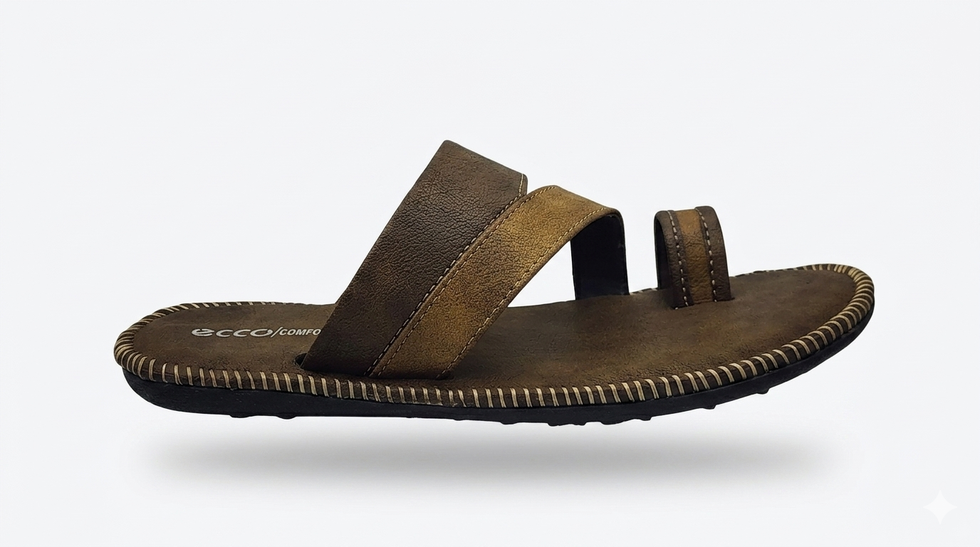 Men’s Cushioned Toe-Ring chapple with Air Mix Sole | Synthetic Upper Casual Comfort Slides