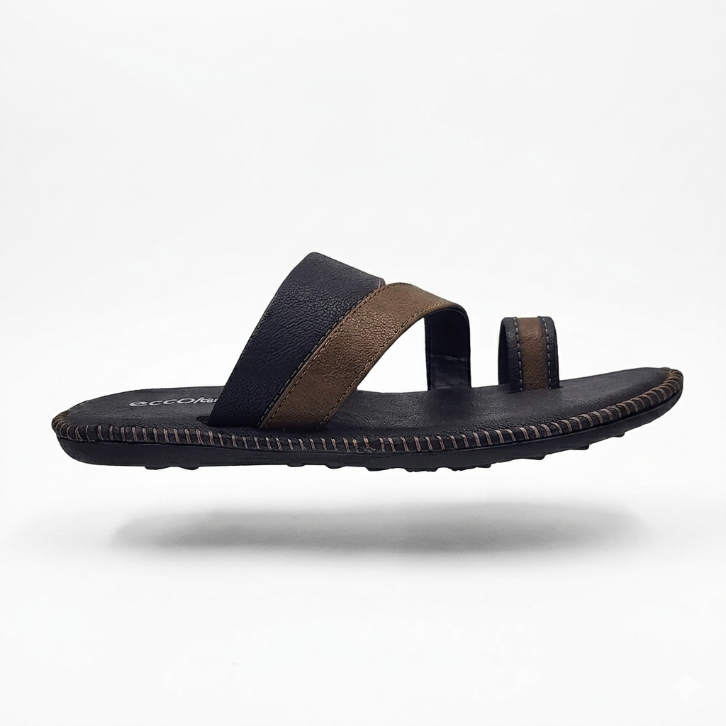Men’s Cushioned Toe-Ring chapple with Air Mix Sole | Synthetic Upper Casual Comfort Slides