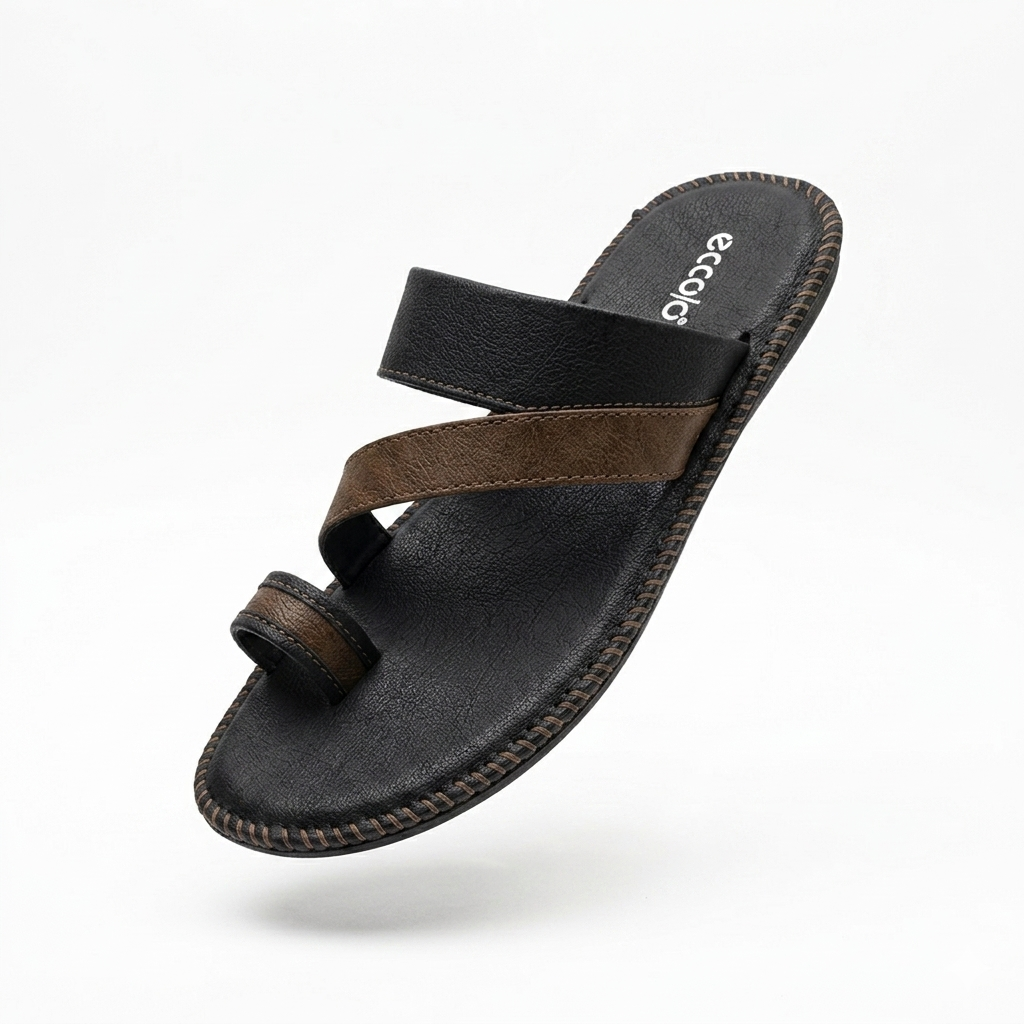 Men’s Cushioned Toe-Ring chapple with Air Mix Sole | Synthetic Upper Casual Comfort Slides