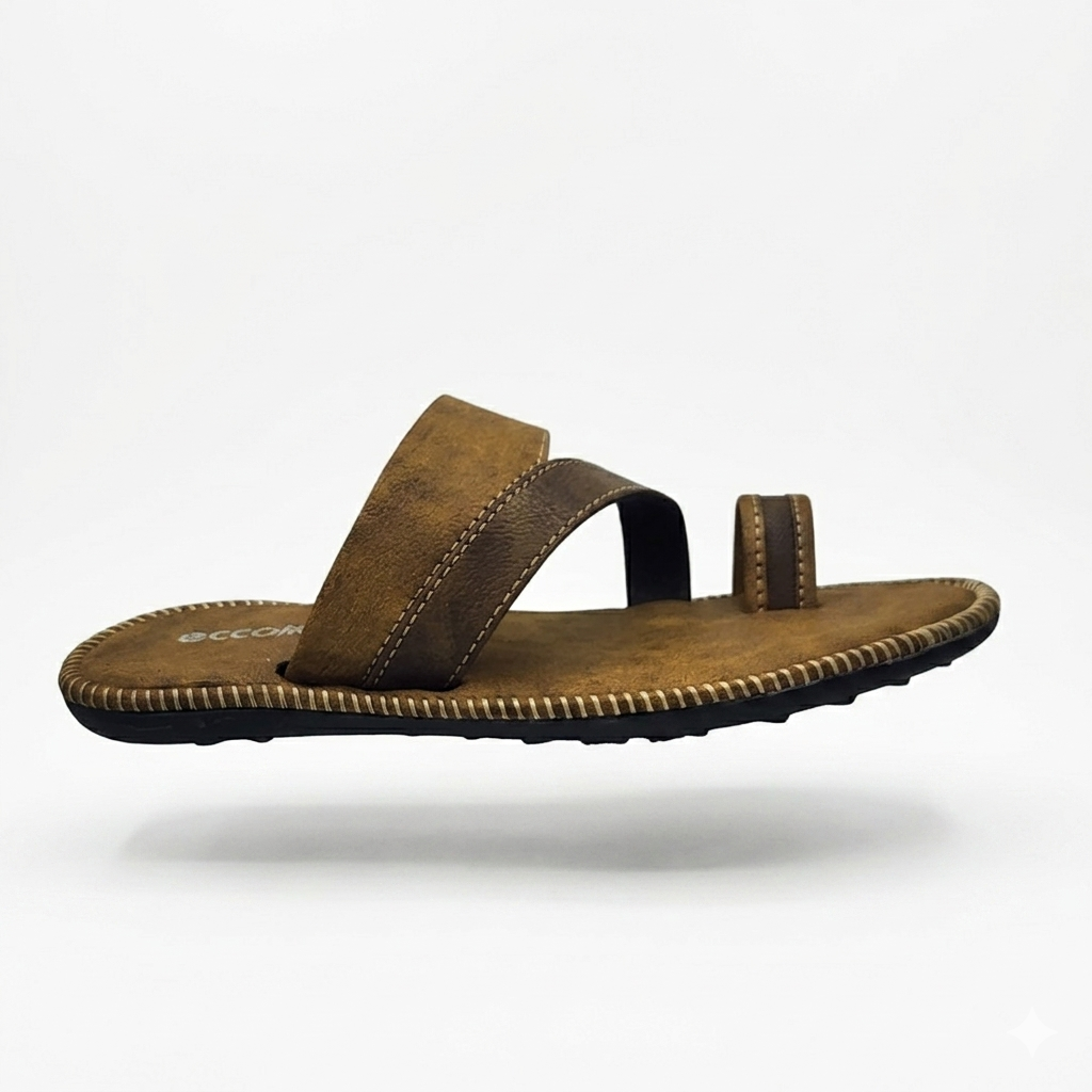 Men’s Cushioned Toe-Ring chapple with Air Mix Sole | Synthetic Upper Casual Comfort Slides