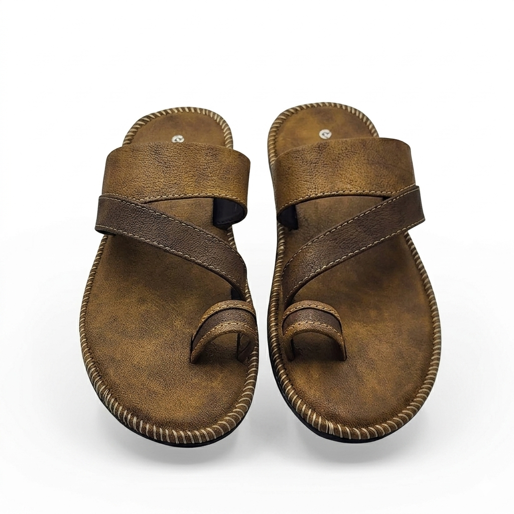 Men’s Cushioned Toe-Ring chapple with Air Mix Sole | Synthetic Upper Casual Comfort Slides