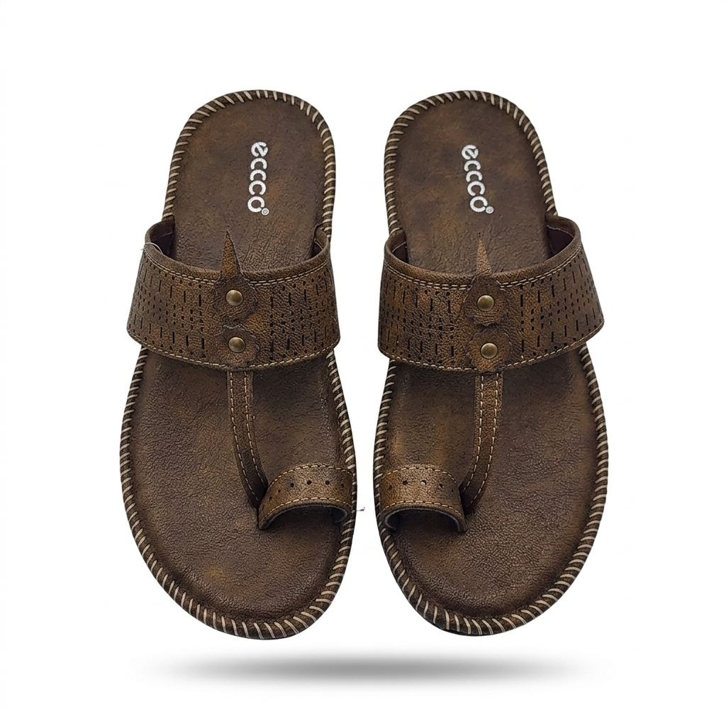 Men’s Synthetic Comfort chapple with Air Mix Sole & Cushion Padding | Casual Toe-Ring Slides