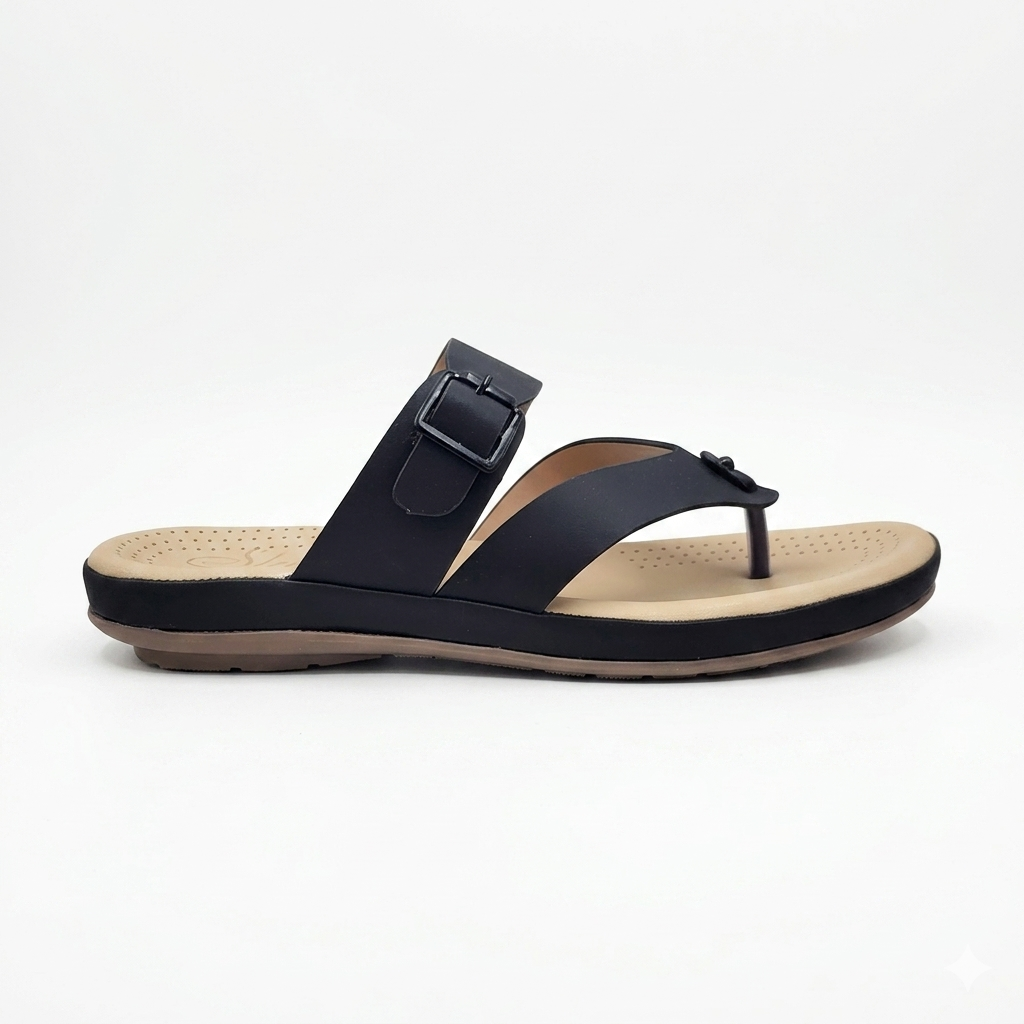 Gliders Women’s Comfort T-Strap chapples | Cushioned Acupressure-Style Footbed with Adjustable Buckle & Durable PU Sole