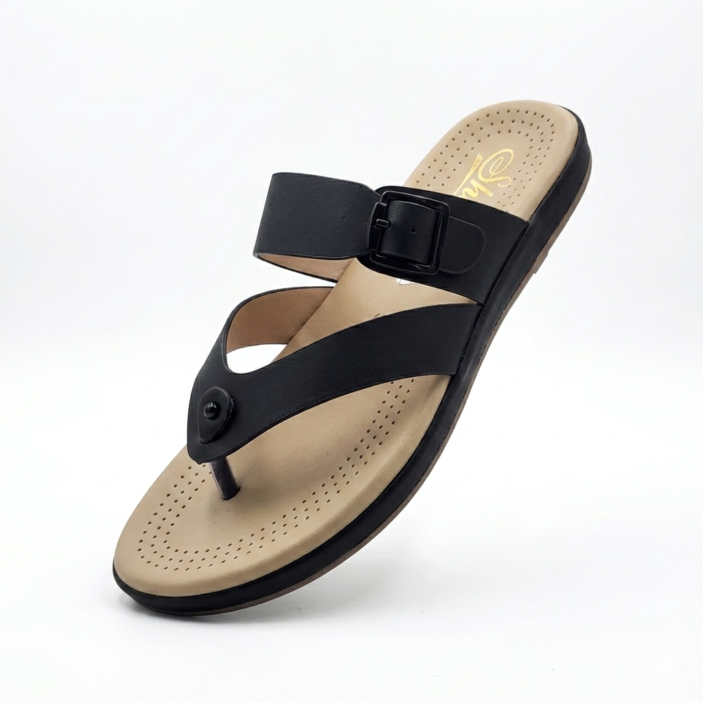Gliders Women’s Comfort T-Strap chapples | Cushioned Acupressure-Style Footbed with Adjustable Buckle & Durable PU Sole