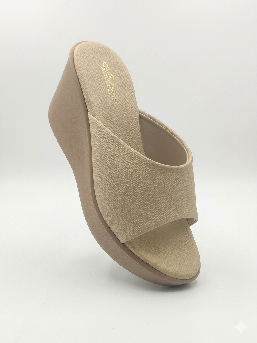 Women's High Platform Wedge Slippers with Textured Synthetic Upper and Premium Cushion Padding for All-Day Comfort