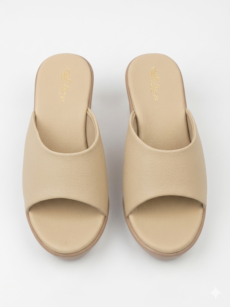 Women's High Platform Wedge Slippers with Textured Synthetic Upper and Premium Cushion Padding for All-Day Comfort