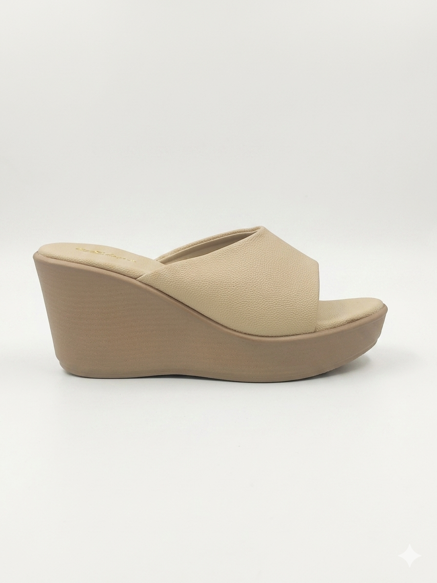 Women's High Platform Wedge Slippers with Textured Synthetic Upper and Premium Cushion Padding for All-Day Comfort
