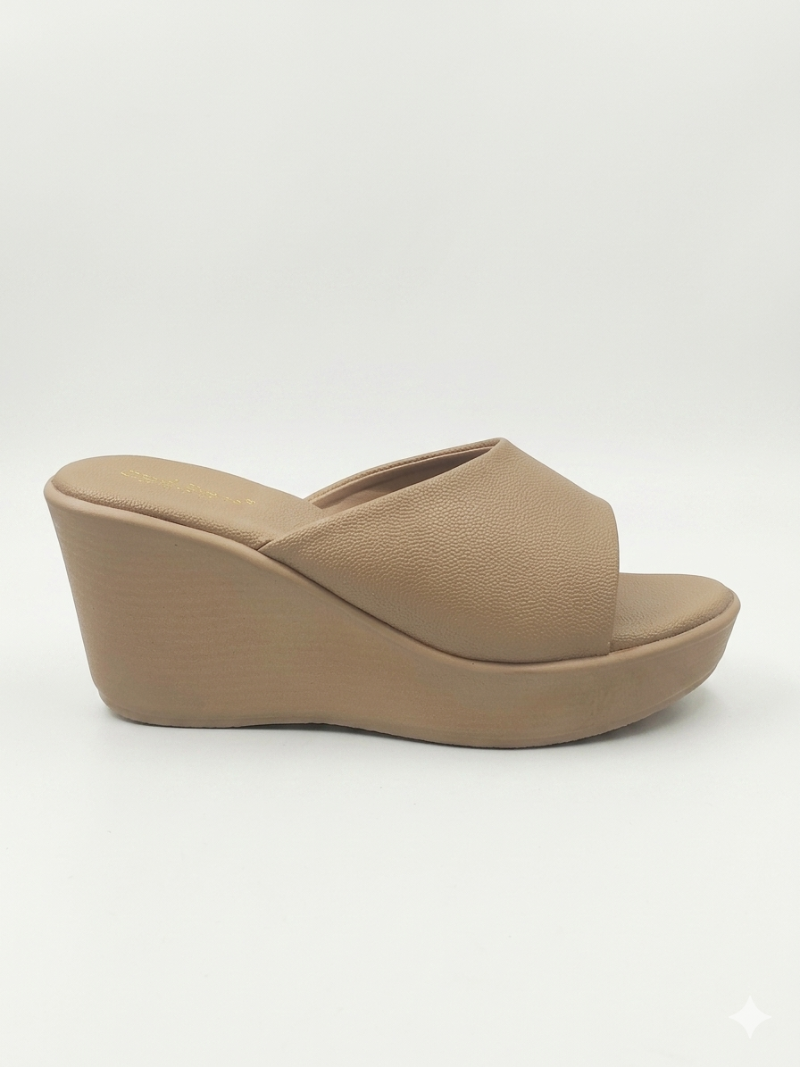 Women's High Platform Wedge Slippers with Textured Synthetic Upper and Premium Cushion Padding for All-Day Comfort