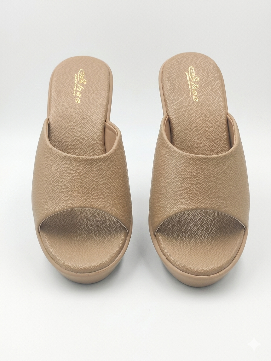 Women's High Platform Wedge Slippers with Textured Synthetic Upper and Premium Cushion Padding for All-Day Comfort