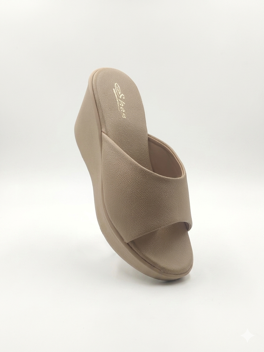 Women's High Platform Wedge Slippers with Textured Synthetic Upper and Premium Cushion Padding for All-Day Comfort