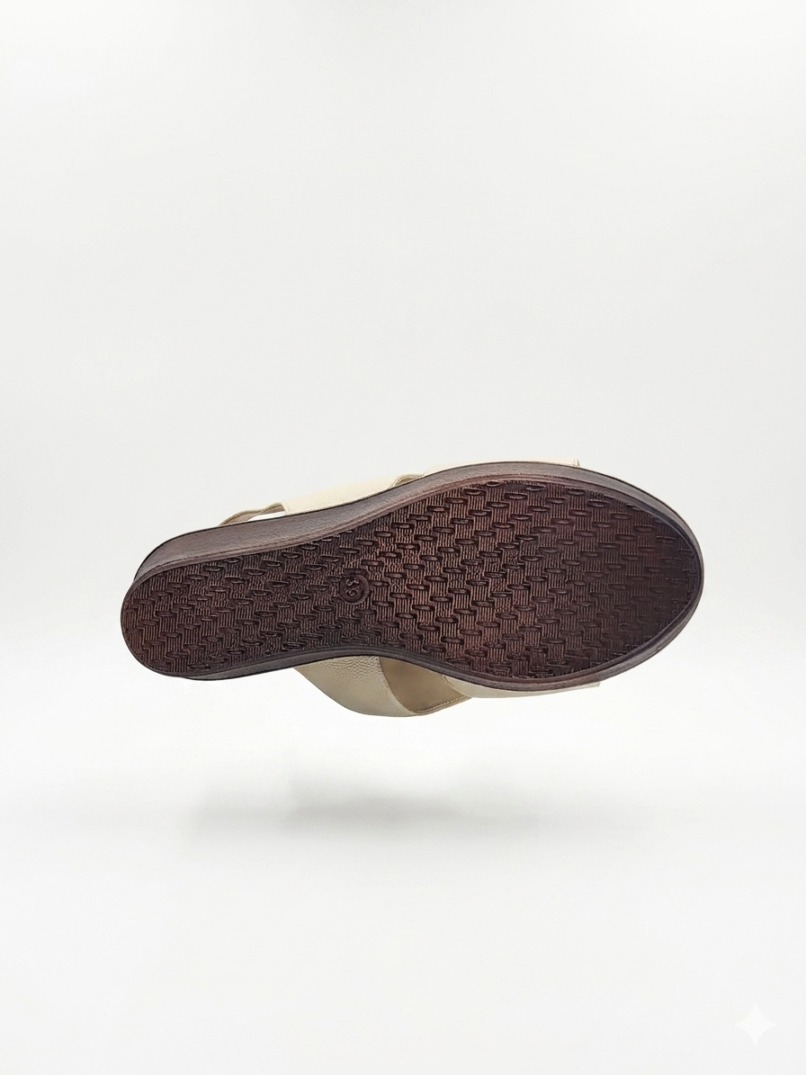 Timeless Elegance Dual-Strap Textured Wedge Sandals with Ultra-Soft Contoured Cushioning