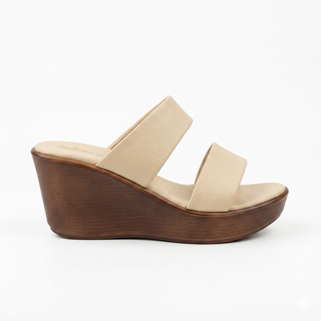Timeless Elegance Dual-Strap Textured Wedge Sandals with Ultra-Soft Contoured Cushioning