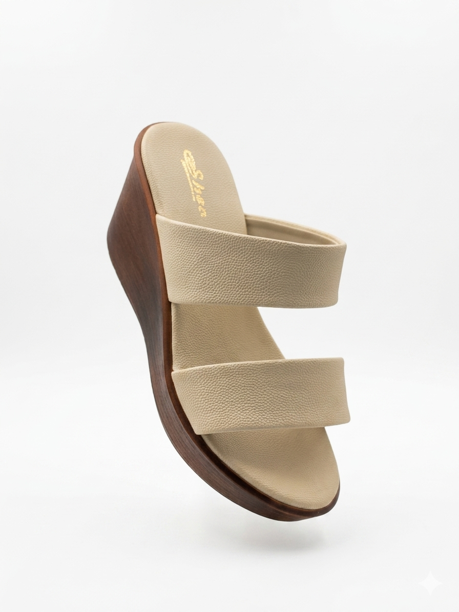 Timeless Elegance Dual-Strap Textured Wedge Sandals with Ultra-Soft Contoured Cushioning