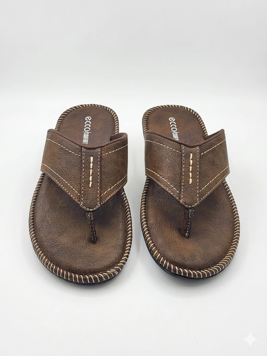 Comfort Men's Textured V-Strap chapples | Cushioned Synthetic Leather Thong Sandals with Durable Air-Mix Sole