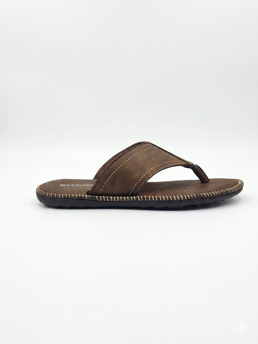 Comfort Men's Textured V-Strap chapples | Cushioned Synthetic Leather Thong Sandals with Durable Air-Mix Sole