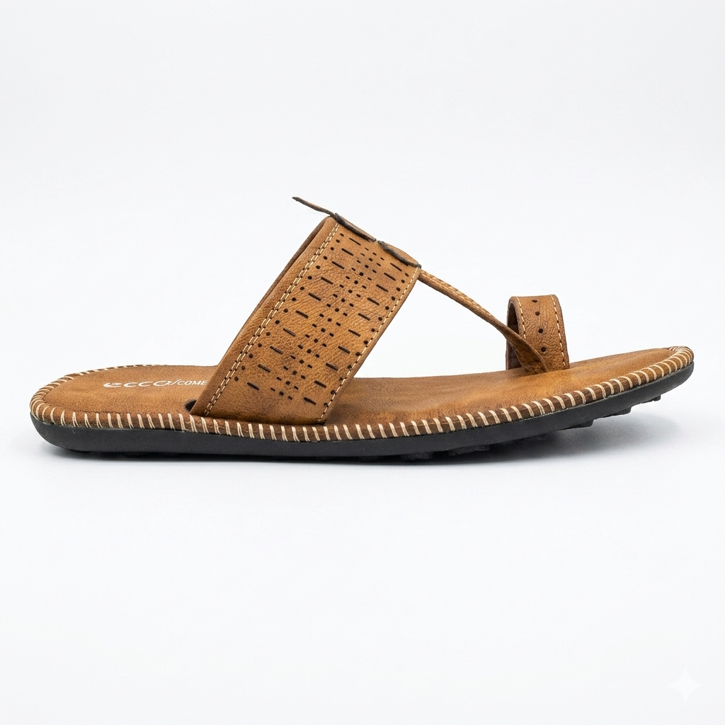 Men’s Synthetic Comfort chapple with Air Mix Sole & Cushion Padding | Casual Toe-Ring Slides