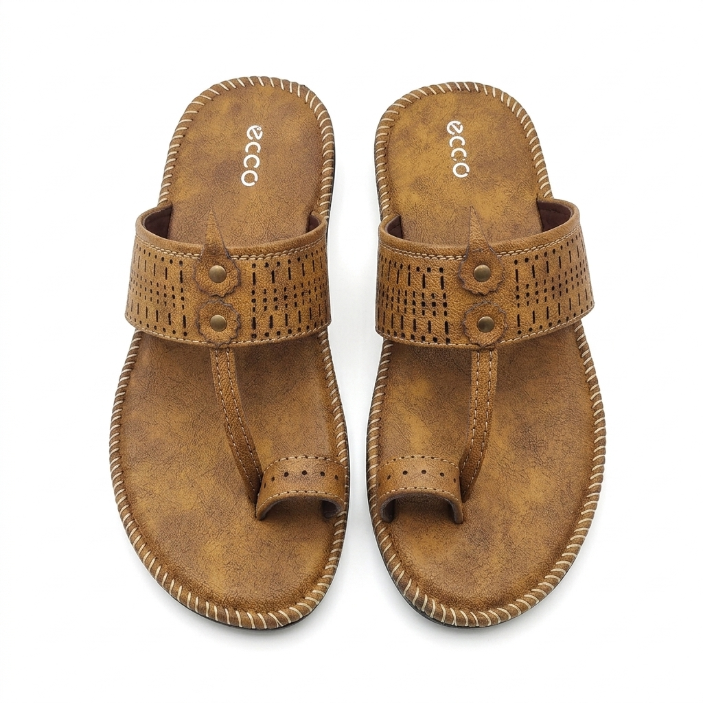 Men’s Synthetic Comfort chapple with Air Mix Sole & Cushion Padding | Casual Toe-Ring Slides