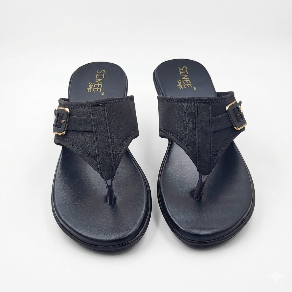 Women's Low Wedge Flat chapples | Lightweight Air Mix Sole Cushioned Daily Wear Mules