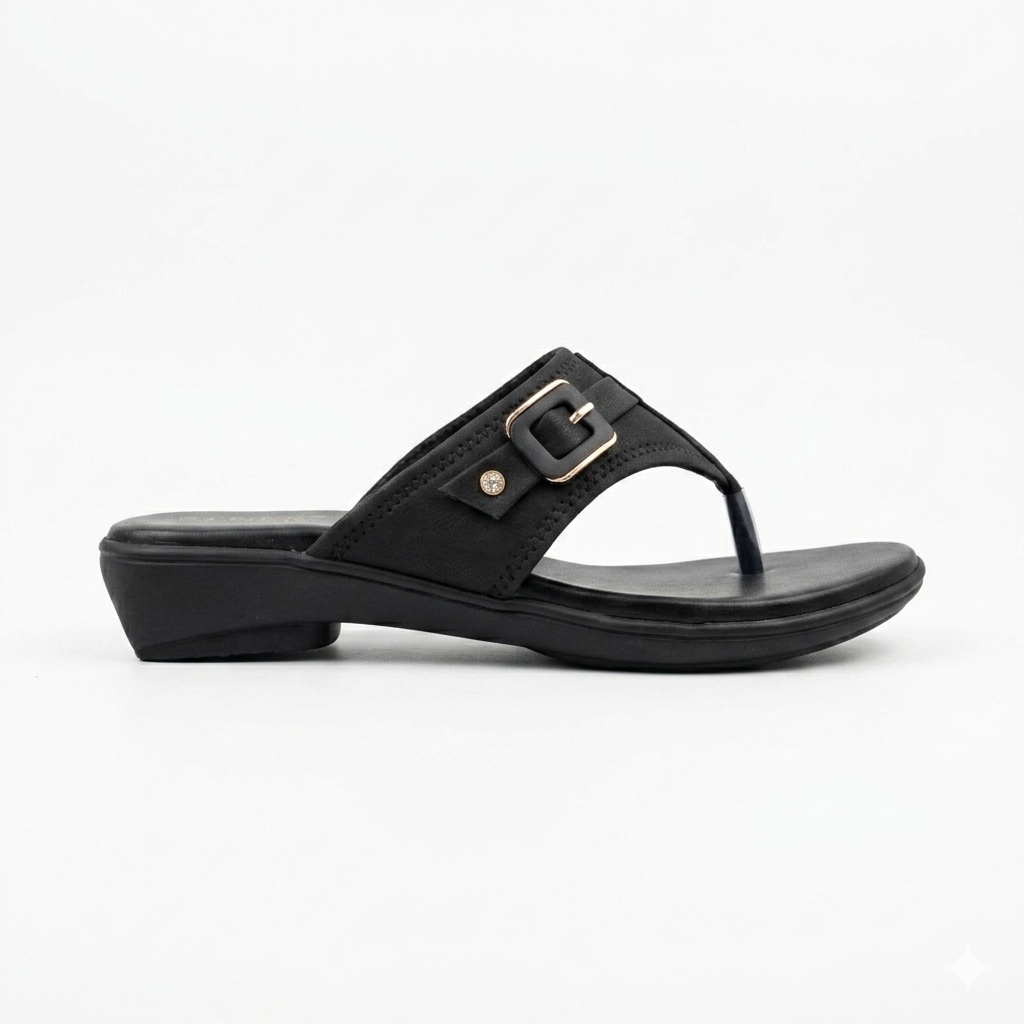 Women's Low Wedge Flat chapples | Lightweight Air Mix Sole Cushioned Daily Wear Mules