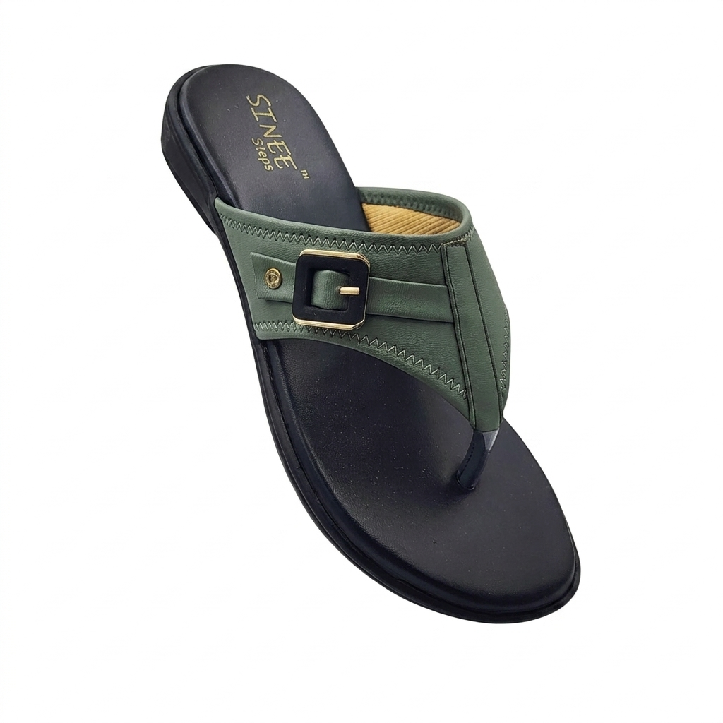Women's Low Wedge Flat chapples | Lightweight Air Mix Sole Cushioned Daily Wear Mules
