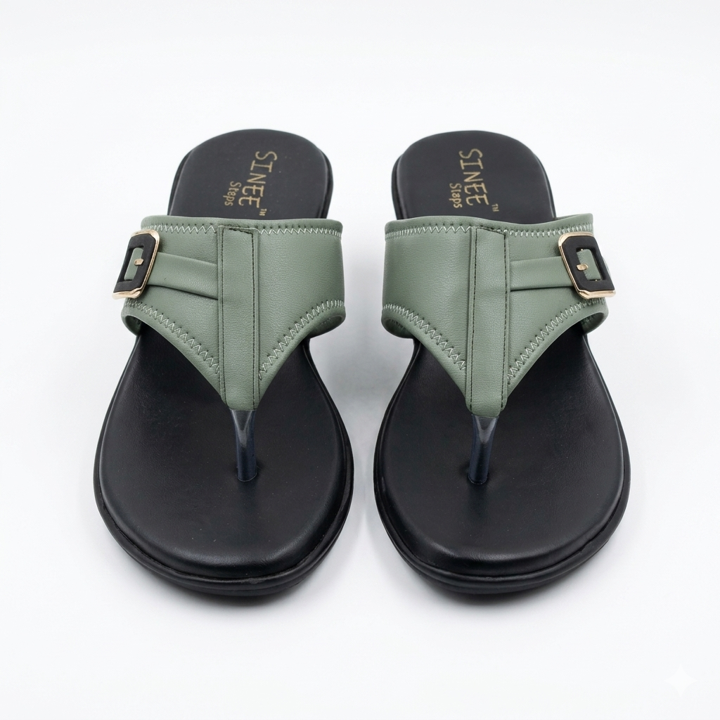 Women's Low Wedge Flat chapples | Lightweight Air Mix Sole Cushioned Daily Wear Mules