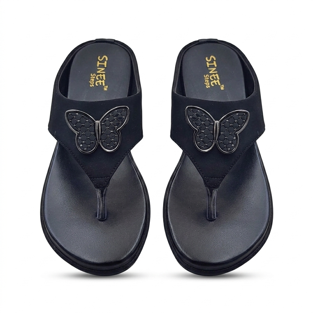 Steps Women's Low Wedge Flat Chapples | Lightweight Air Mix Sole Cushioned Daily Wear Mules