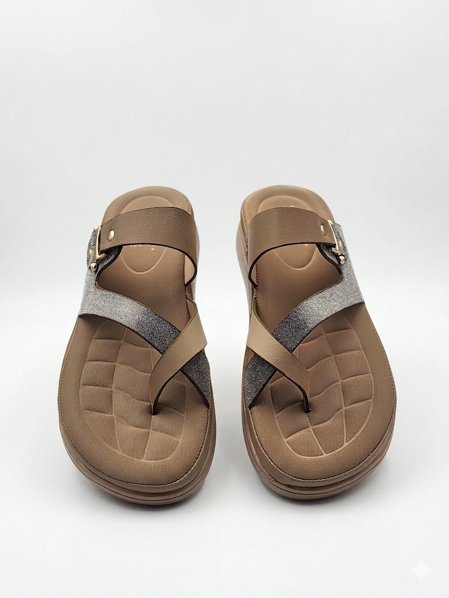 Women's Fashion Thong chapples | Lightweight Air Mix Sole Cushioned Daily Wear Wedges