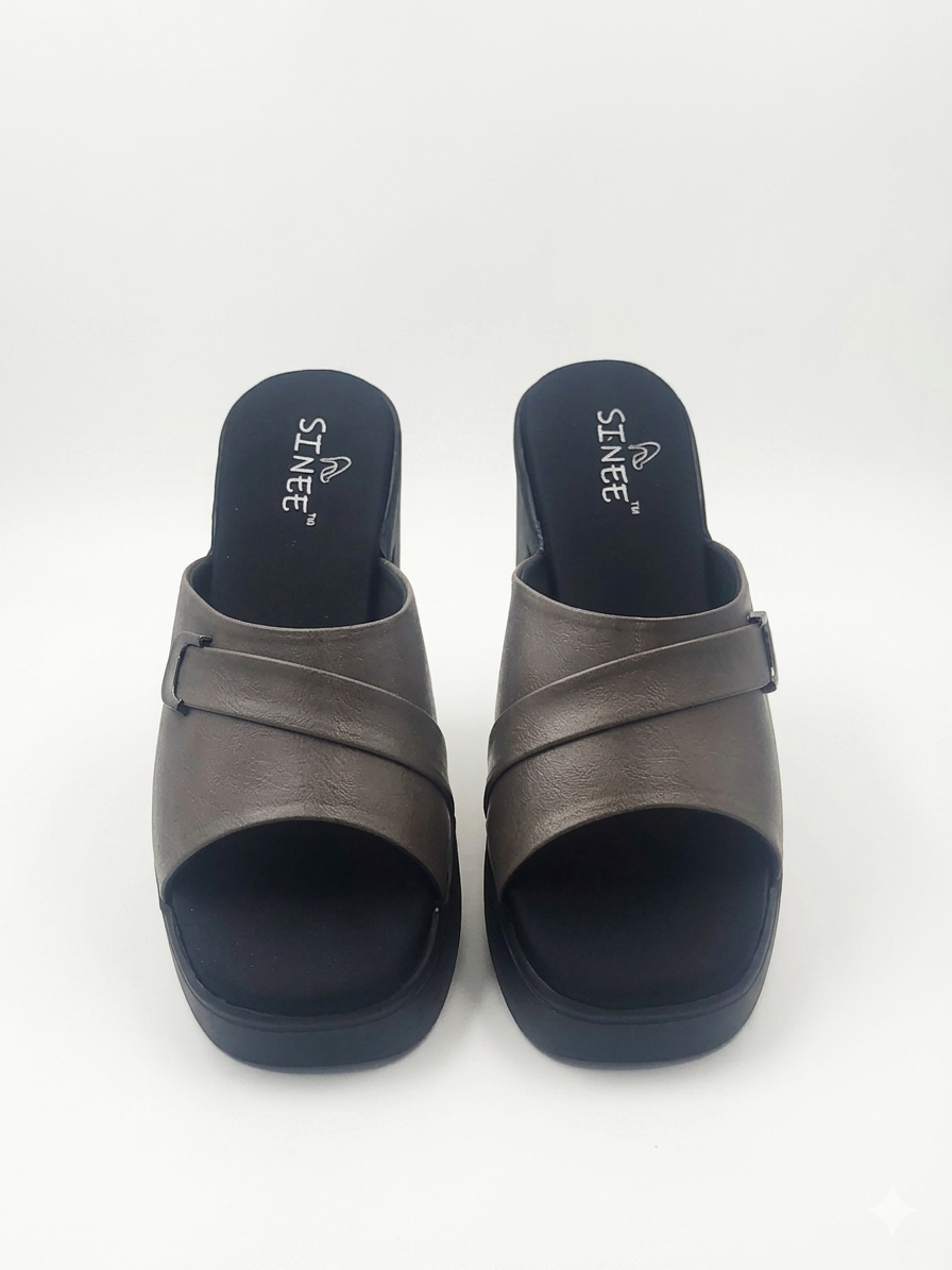 Women's Open Toe Block Heel Platform Slippers | Cushioned Comfort Slip-On Mules