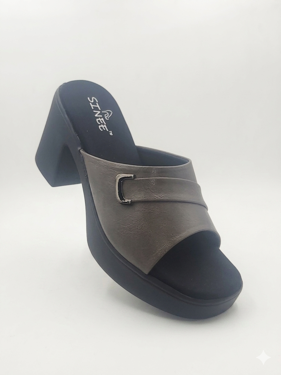 Women's Open Toe Block Heel Platform Slippers | Cushioned Comfort Slip-On Mules