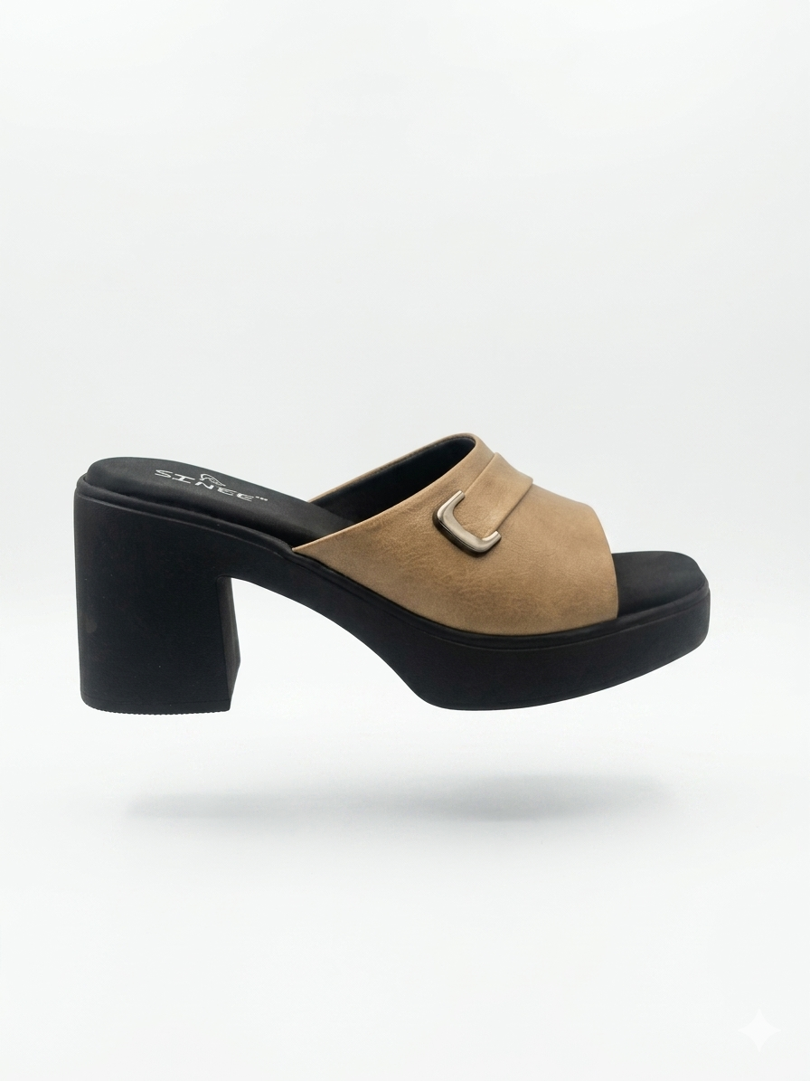 Women's Open Toe Block Heel Platform Slippers | Cushioned Comfort Slip-On Mules