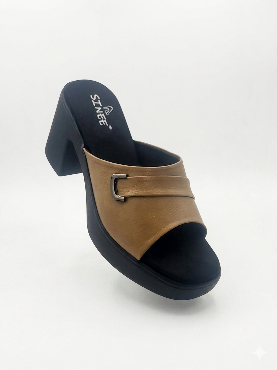 Women's Open Toe Block Heel Platform Slippers | Cushioned Comfort Slip-On Mules