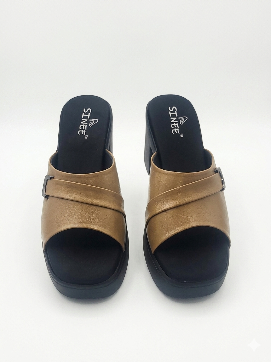 Women's Open Toe Block Heel Platform Slippers | Cushioned Comfort Slip-On Mules