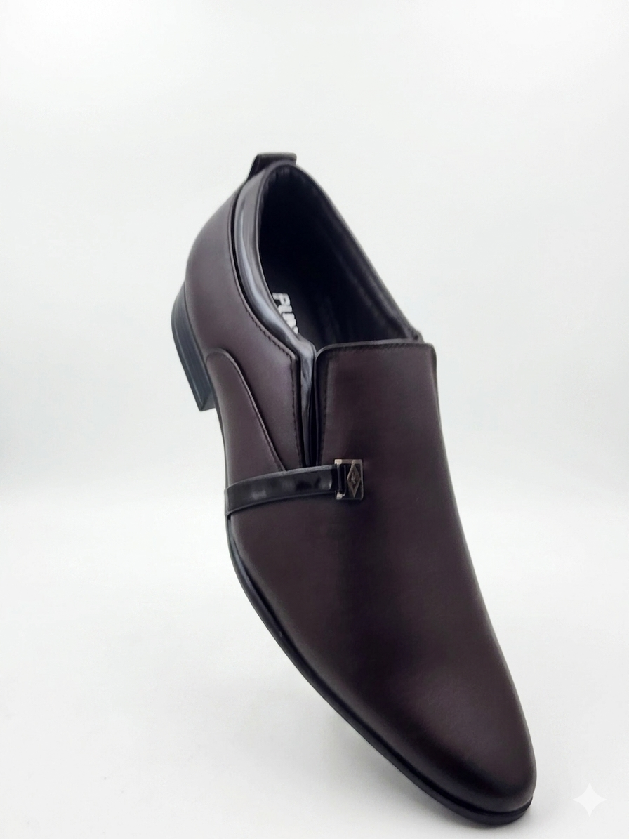 Men's Textured Synthetic Leather Formal Slip-On Shoes with Cushioned Insole