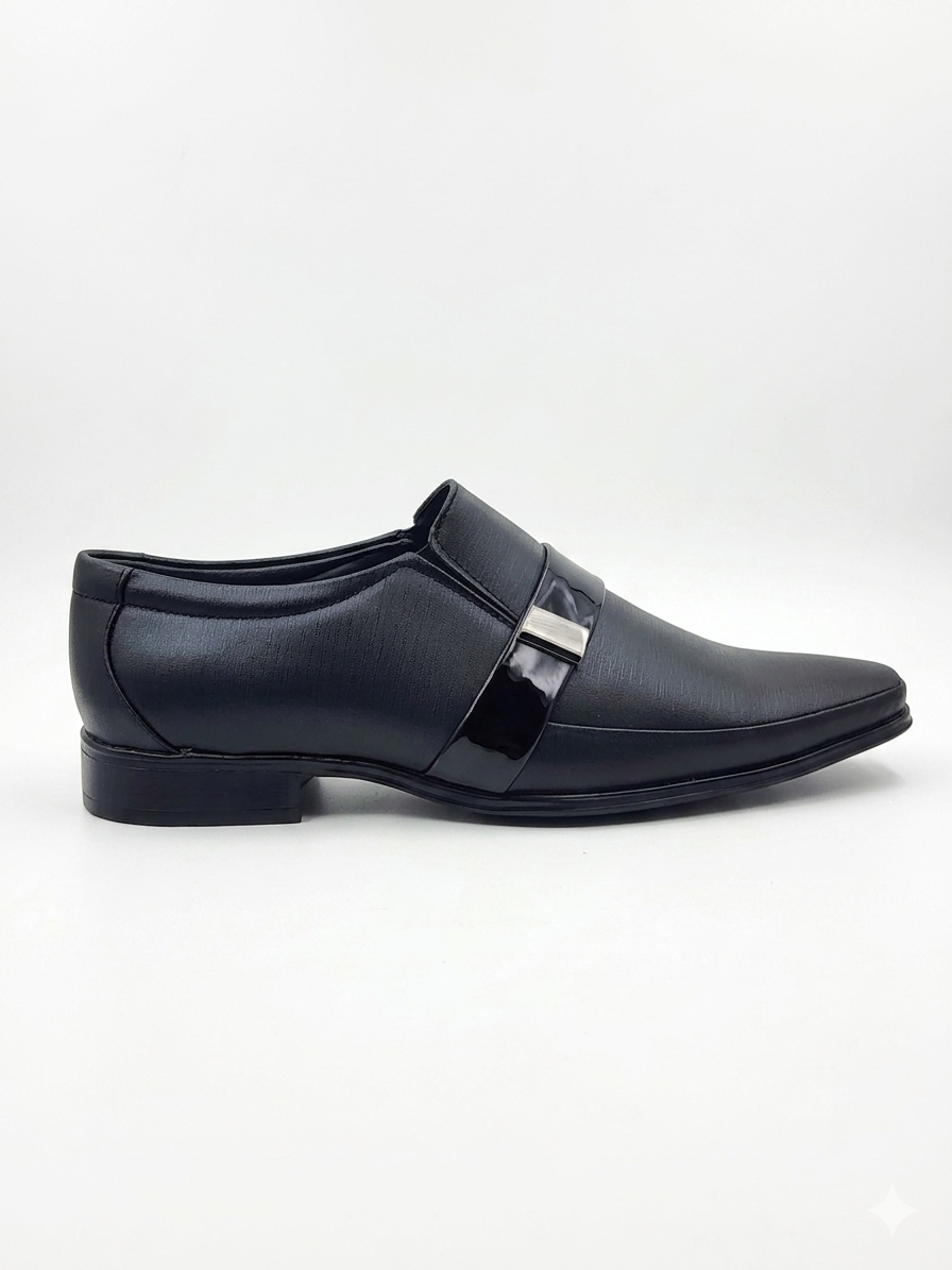 Men's Synthetic Leather Formal Slip-On Shoes with Cushioned Insole