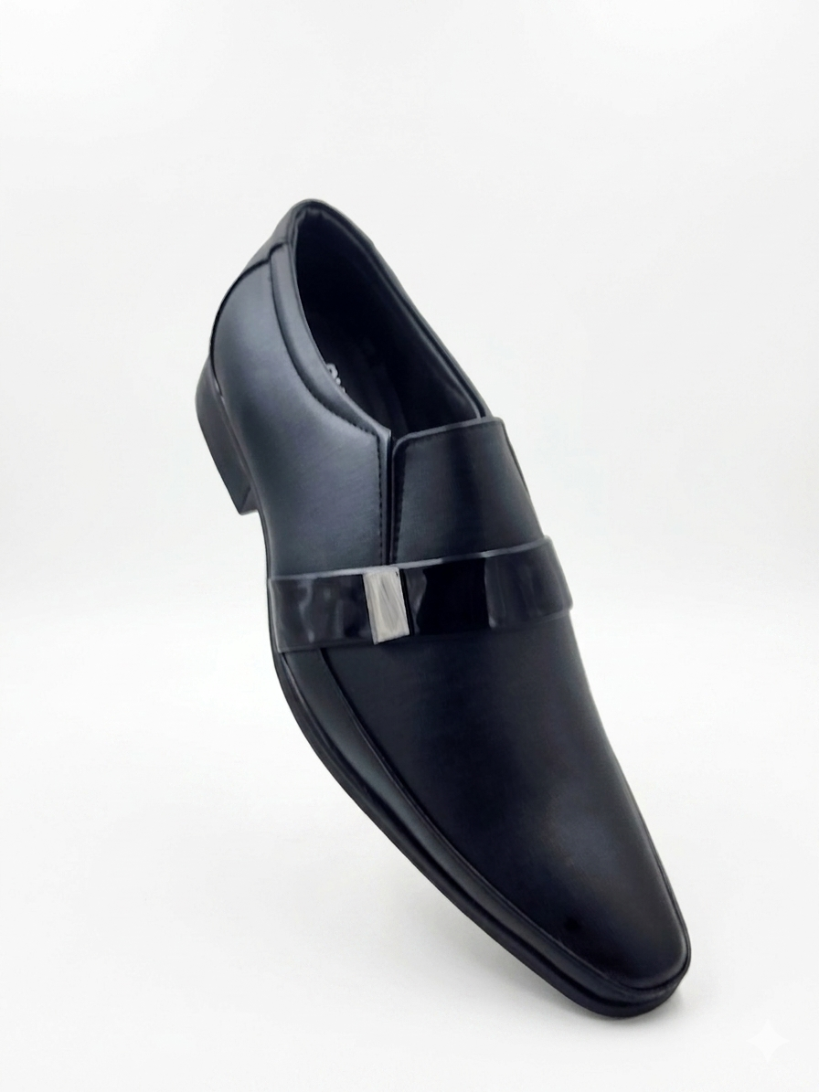 Men's Synthetic Leather Formal Slip-On Shoes with Cushioned Insole