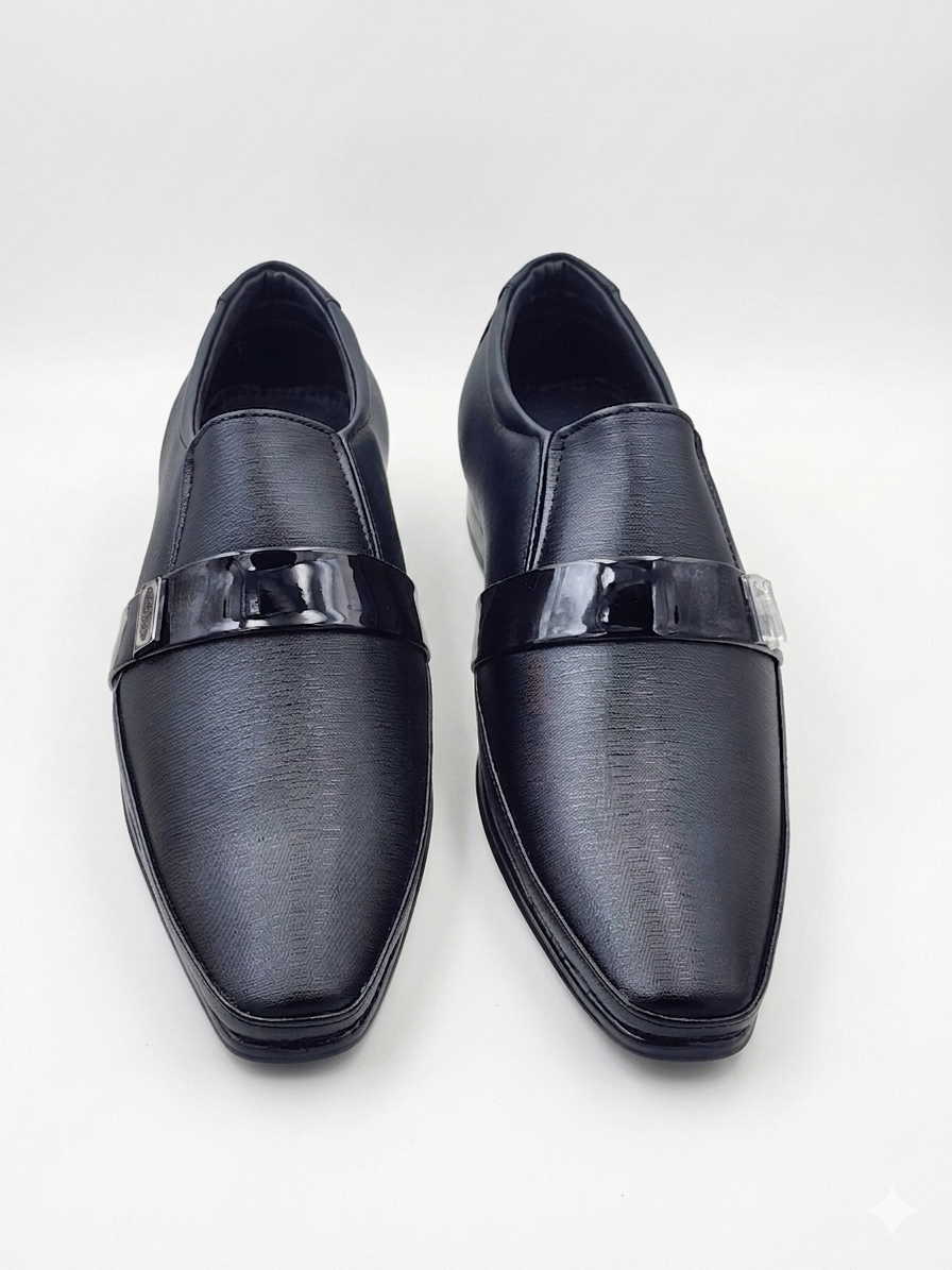 Men's Synthetic Leather Formal Slip-On Shoes with Cushioned Insole