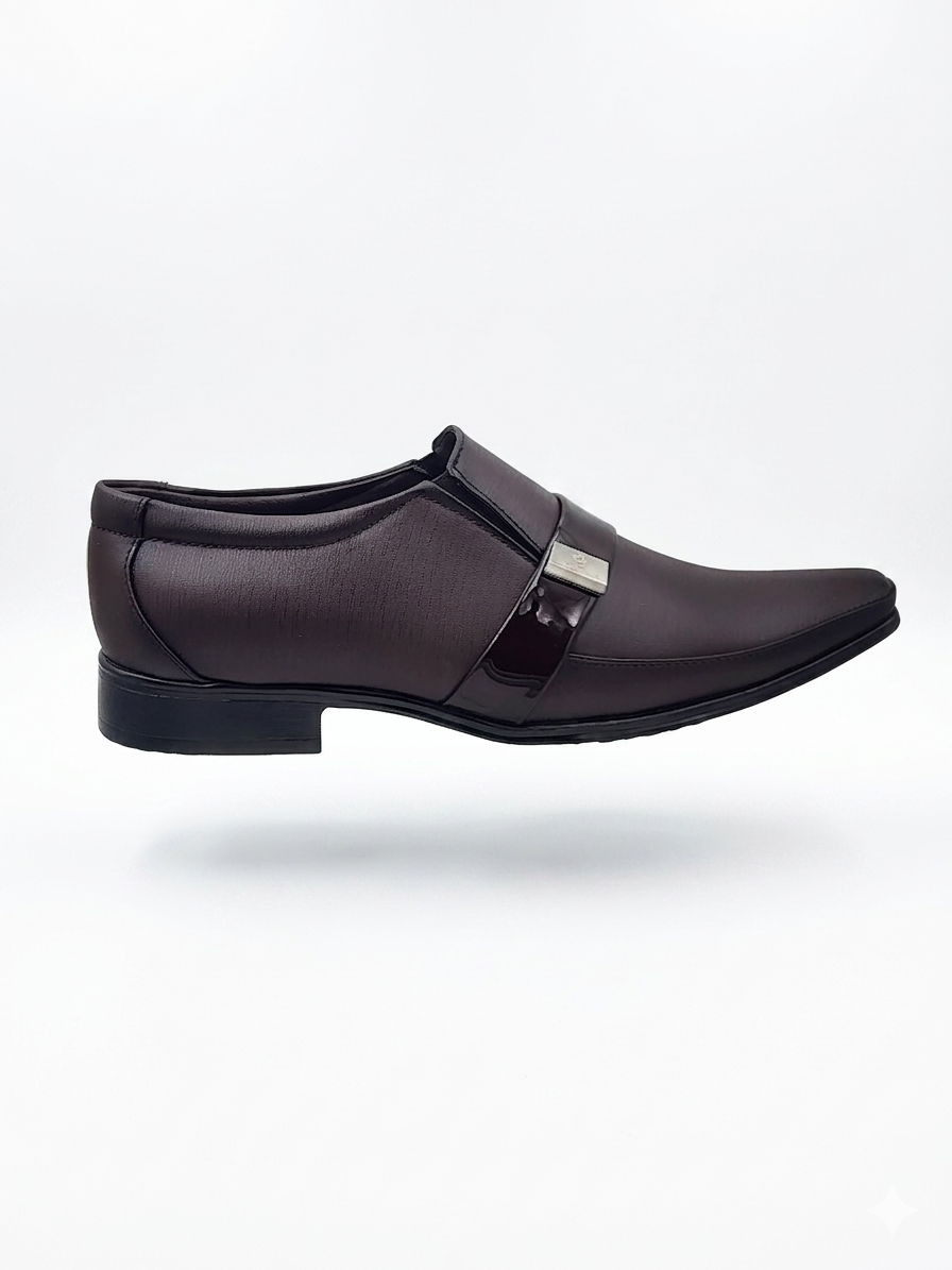 Men's Synthetic Leather Formal Slip-On Shoes with Cushioned Insole