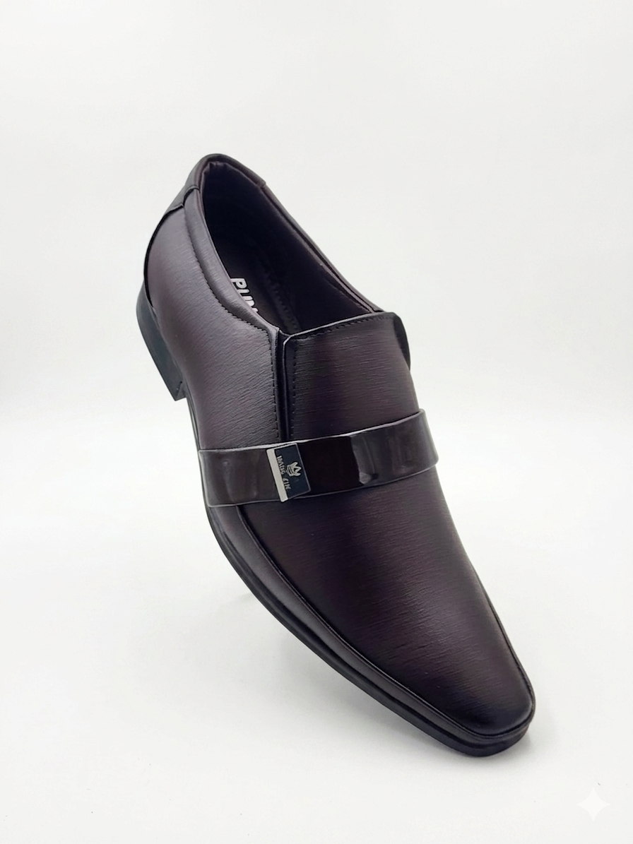 Men's Synthetic Leather Formal Slip-On Shoes with Cushioned Insole