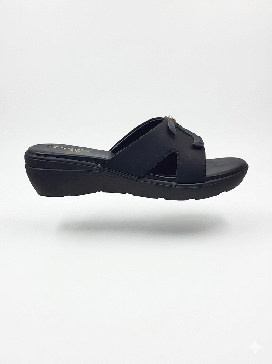 Women's Fashion Low Wedge chapples | Lightweight Air Mix Sole Stretch Lycra Comfort Mules